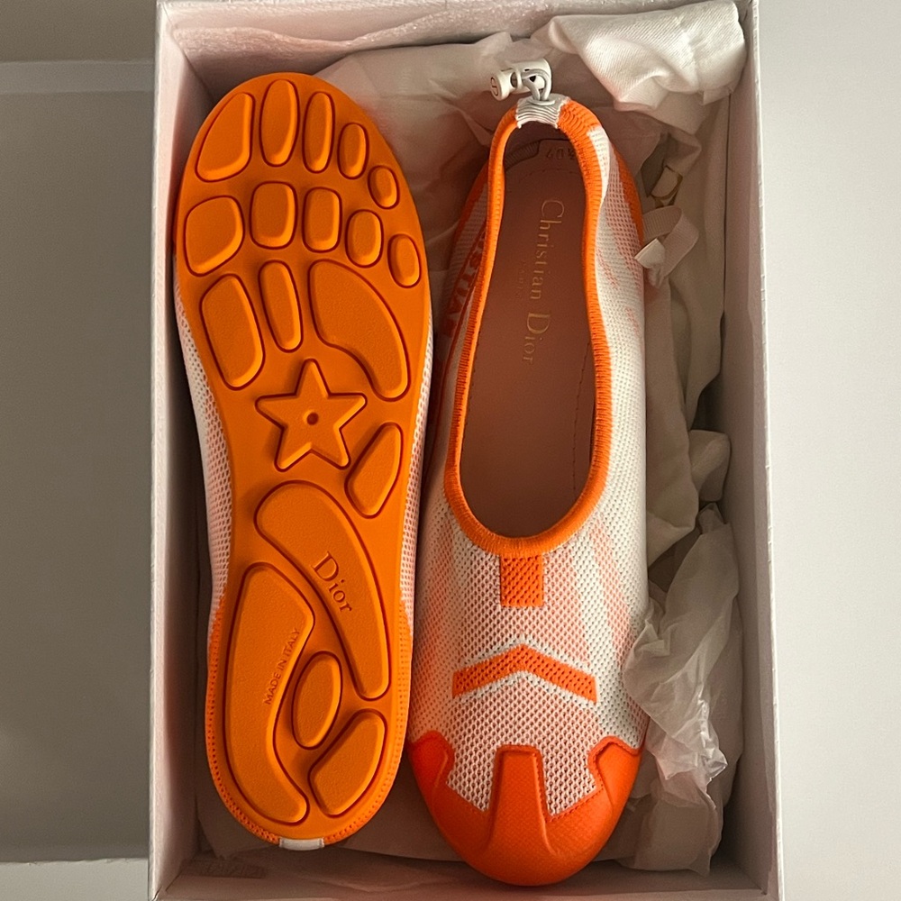 Dior Women's Orange Mesh Ballet Flats